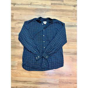 L.L.Bean Camp Button Down Blue Pink Green Plaid Cotton Lightweight Soft M-Reg